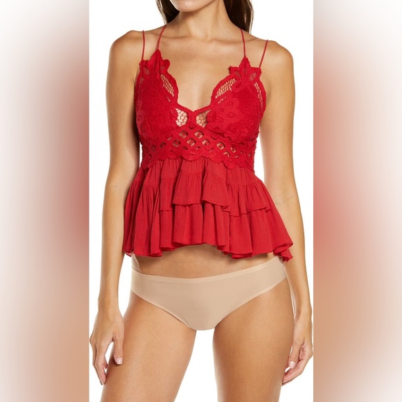 10. Free People Adella Cami in Cherry Red - Picture 3 of 4